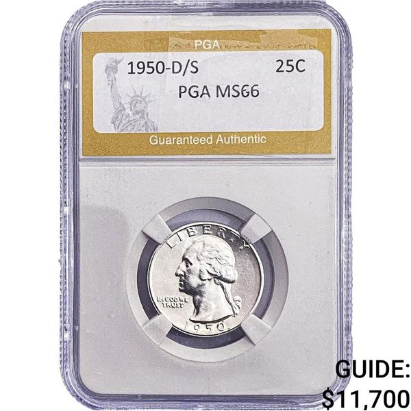 1950-D/S Washington Silver Quarter PGA MS66