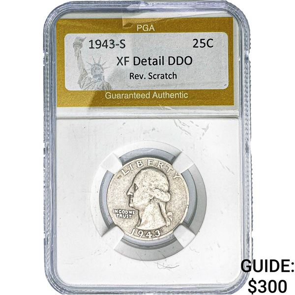 1943-S Washington Silver Quarter PGA XF Detail DDO Rev. Scratch