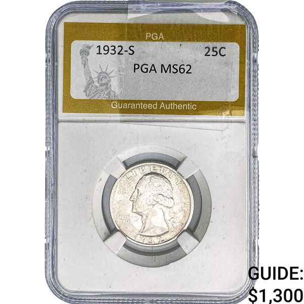 1932-S Washington Silver Quarter PGA MS62