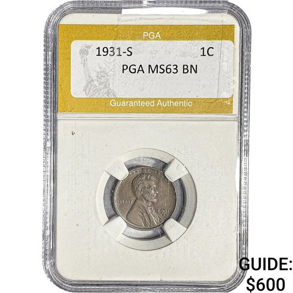1931-S Wheat Cent PGA MS63 BN