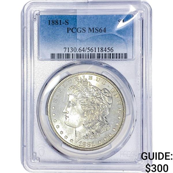 1881-S Morgan Silver Dollar PCGS MS64