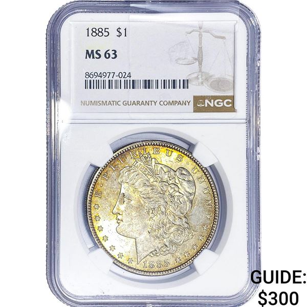 1885 Morgan Silver Dollar NGC MS63