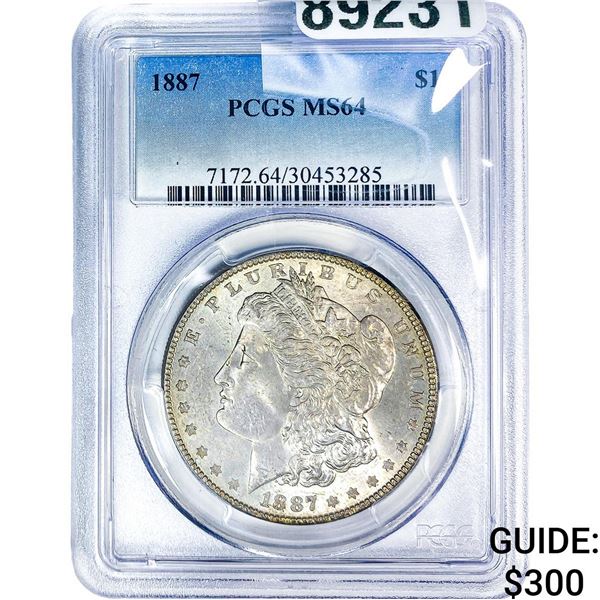 1887 Morgan Silver Dollar PCGS MS64