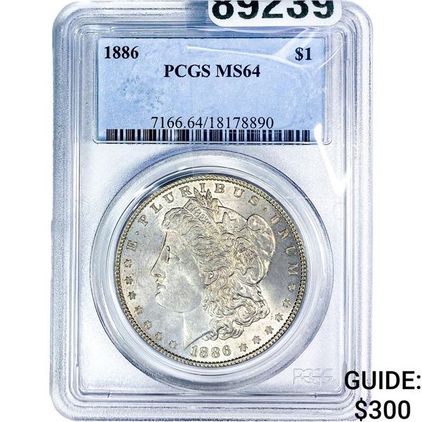 1886 Morgan Silver Dollar PCGS MS64