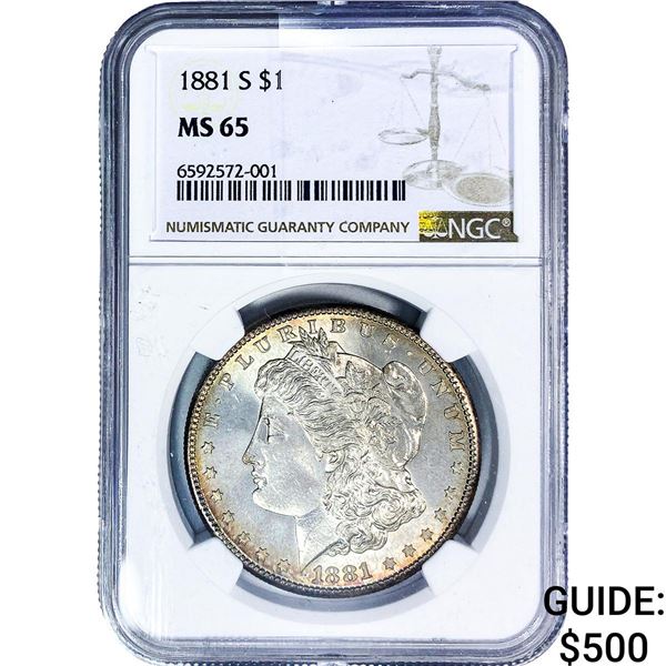 1881-S Morgan Silver Dollar NGC MS65