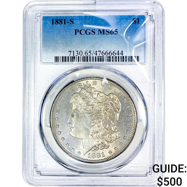 1881-S Morgan Silver Dollar PCGS MS65