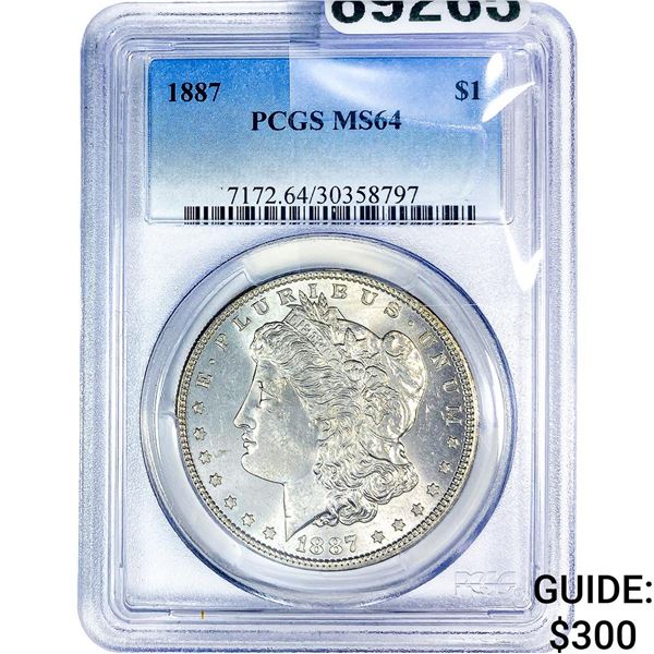 1887 Morgan Silver Dollar PCGS MS64