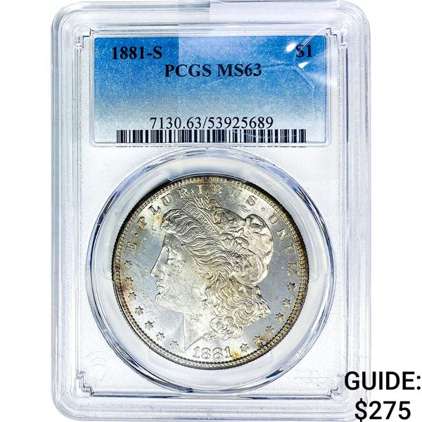 1881-S Morgan Silver Dollar PCGS MS63