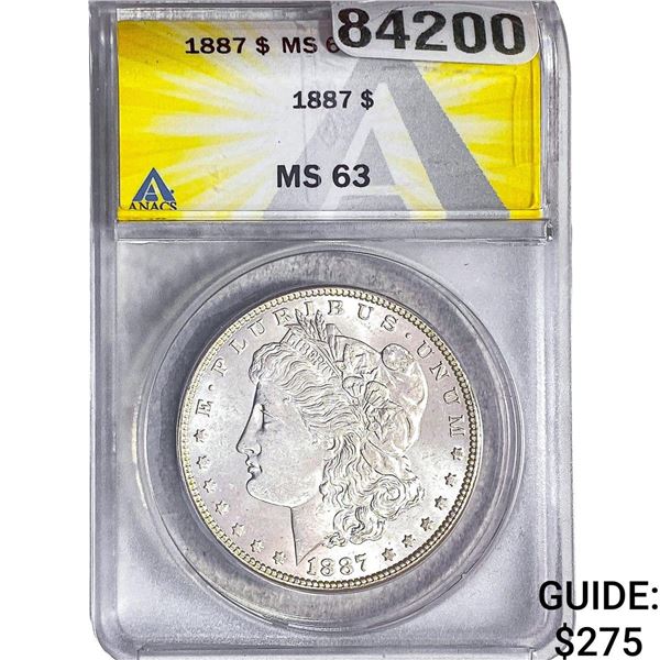1887 Morgan Silver Dollar ANACS MS63