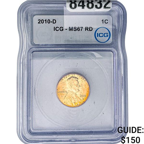 2010-D Lincoln Shield Penny ICG MS67 RD
