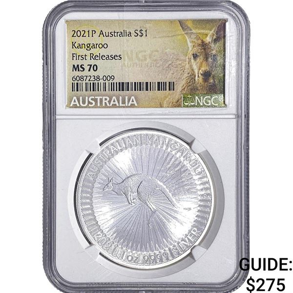 2021-P Australia Sliver $1 Kangaroo NGC MS70 First Releases