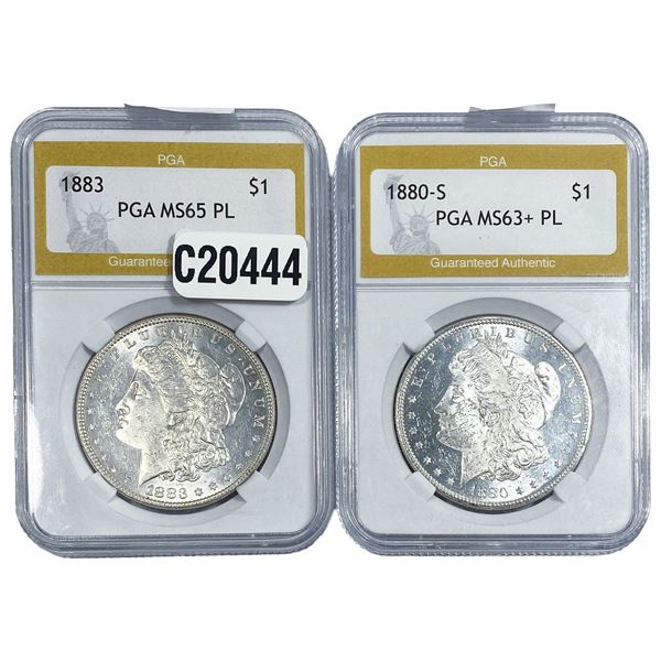 [2 Coins] ]1880-1883 Morgan Silver Dollar PGA MS63-65