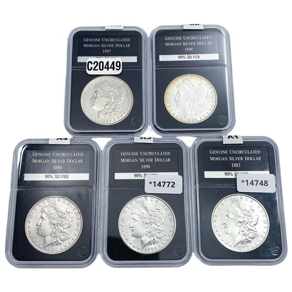 [5 Coins] 1883-1898 Morgan Silver Dollar