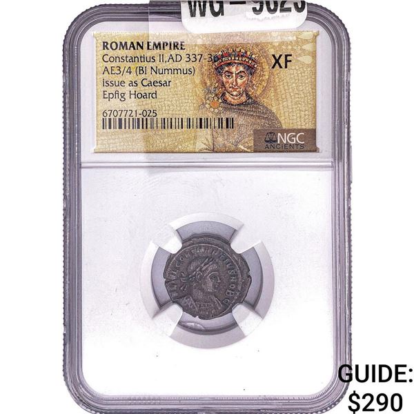 Roman Empire Constantine II 337-340 AD Bi Nummus NGC XF