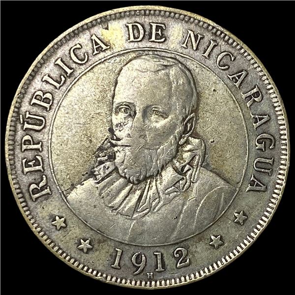 1912 Nicaragua Silver 50 Centavos