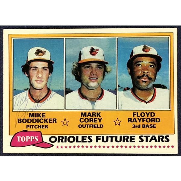 1981 TOPPS MIKE BODDICKER ROOKIE CARD - SIGNED