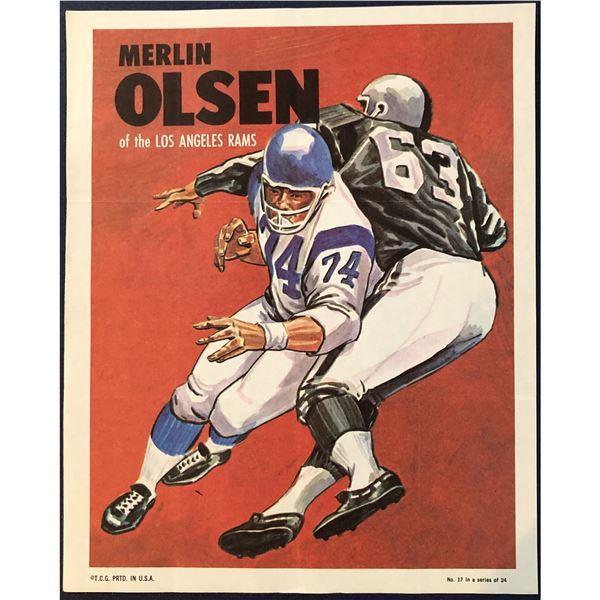 1970 TOPPS FOOTBALL POSTER - MERLIN OLSEN (HOF)