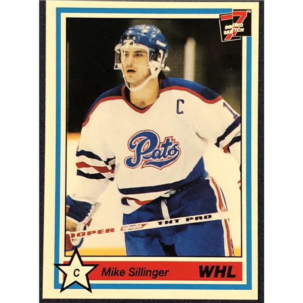 1990-91 7th INNING SKETCH JUNIOR HOCKEY - MIKE SILLINGER ROOKIE CARD