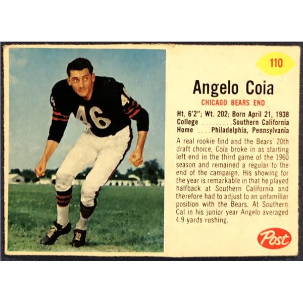 1962 POST CEREAL NFL FOOTBALL SHORT PRINT ANGELO COIA ROOKIE CARD