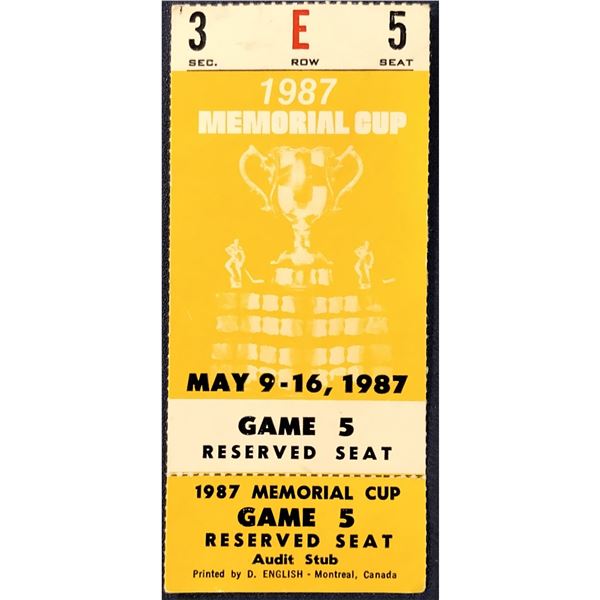 1987 MEMORIAL CUP FINAL TICKET - MEDICINE HAT vs OSHAWA