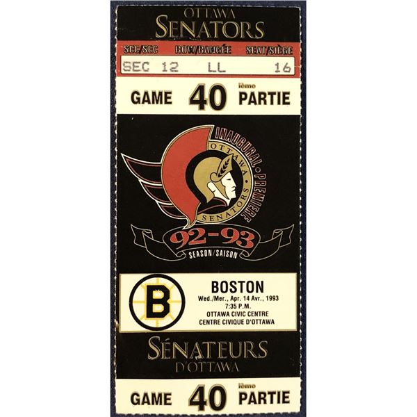 1993 NHL TICKET STUB - BOSTON at OTTAWA
