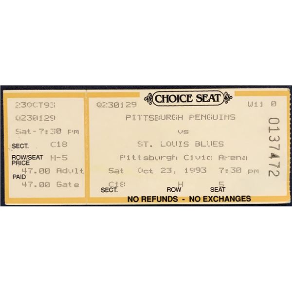 1993 NHL TICKET STUB - ST. LOUIS at PITTSBURGH
