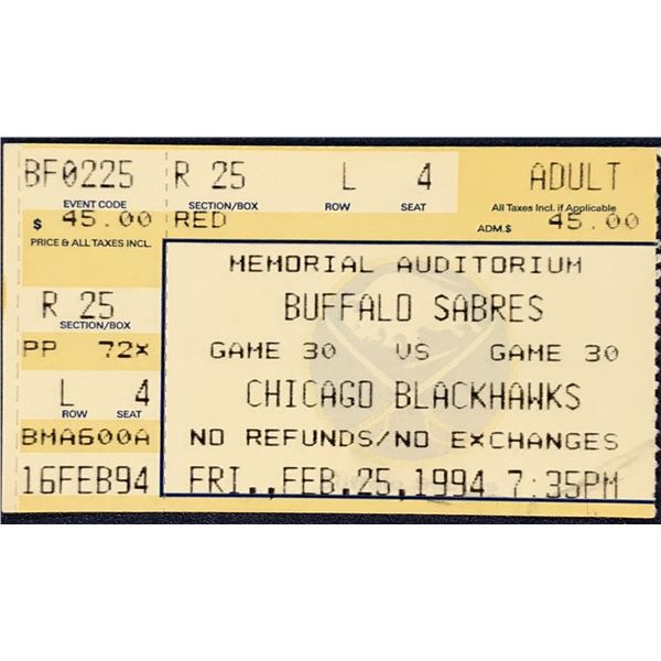 1994 NHL TICKET STUB - CHICAGO at BUFFALO