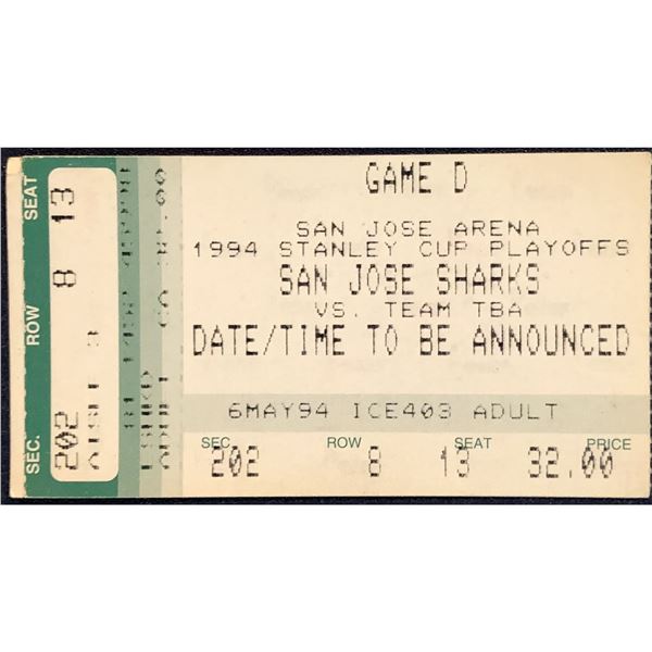 1994 STANLEY CUP TICKET STUB - TORONTO at SAN JOSE, GAME #3