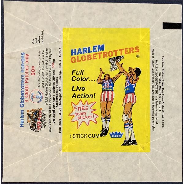 1971-72 FLEER GLOBETROTTERS BASKETBALL WRAPPER