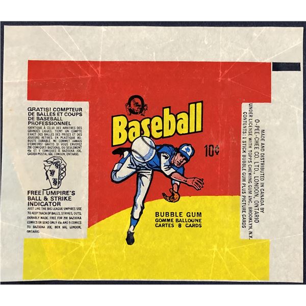1975 O-PEE-CHEE BASEBALL WRAPPER