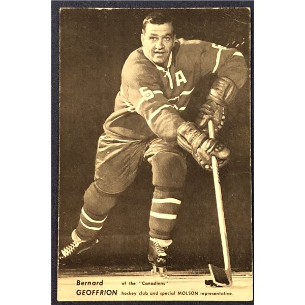 BOOM BOOM GEOFFRION MOLSON POST CARD - SIGNED