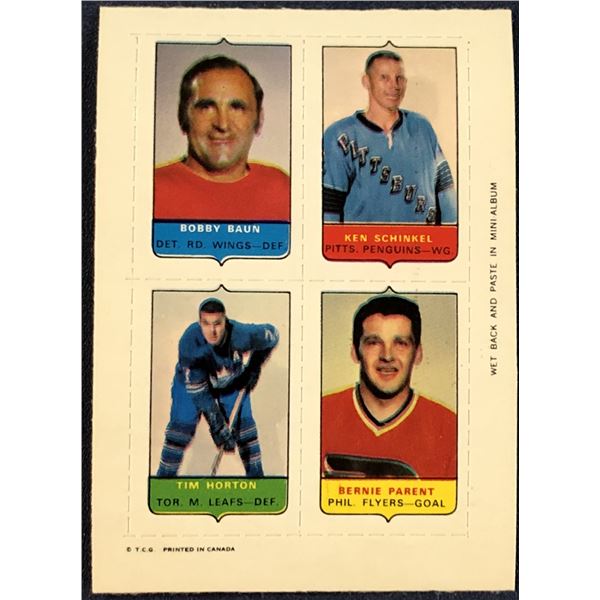 1969 O-PEE-CHEE HOCKEY 4-IN-1  TIM HORTON (HOF)