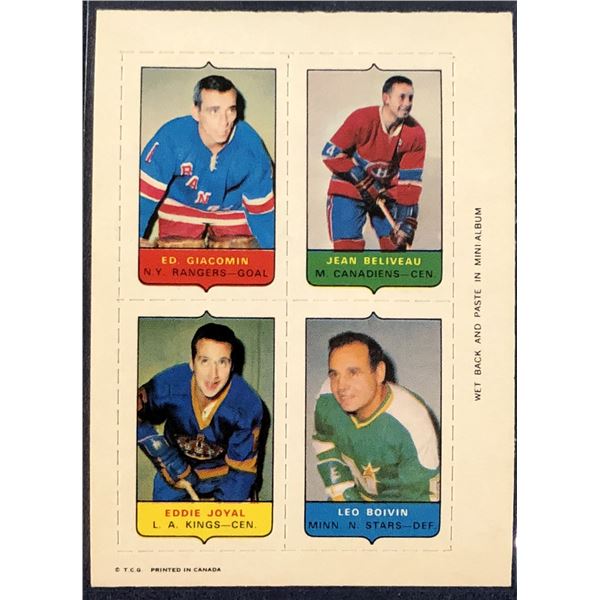 1969 O-PEE-CHEE HOCKEY 4-IN-1  JEAN BELIVEAU (HOF)