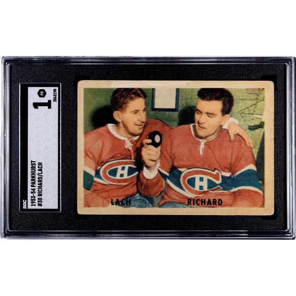1953-54 Parkhurst #30 Elmer Lach/Rocket Richard (SGC 1)