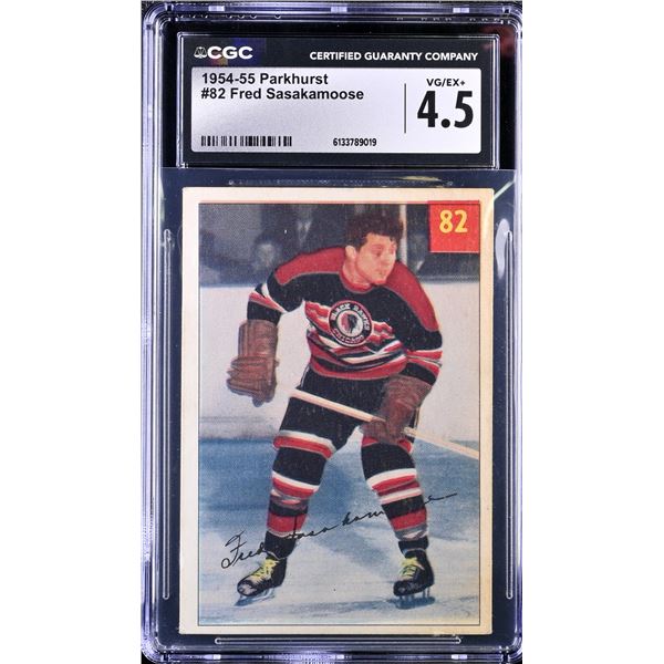 1954-55 Parkhurst #82 Fred Sasakamoose RC (CGC 4.5)