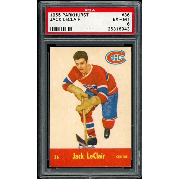 1955-56 Parkhurst #36 Jackie Leclair RC (PSA 6)