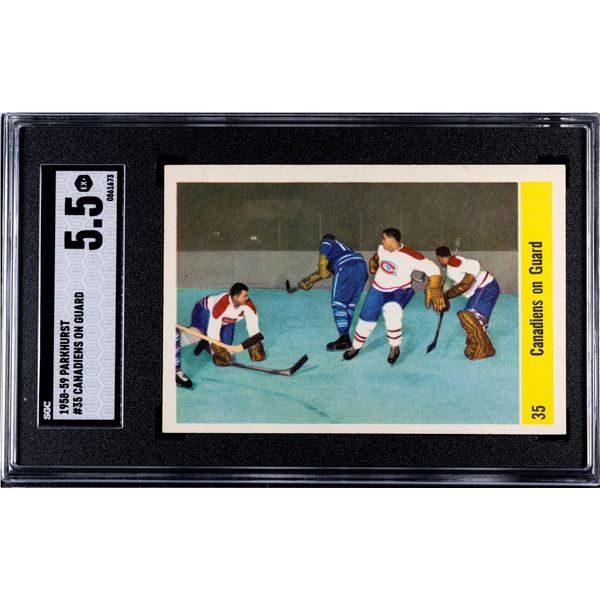 1958-59 Parkhurst #35 Canadiens On Guard (SGC 5.5)