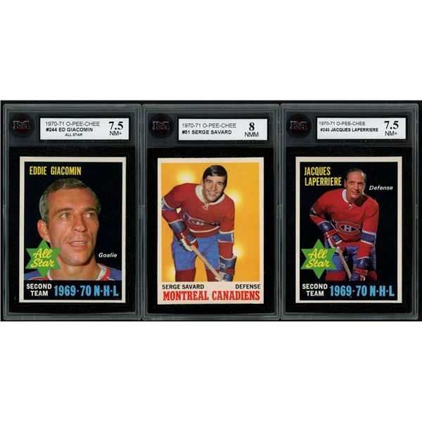 Lot of 3 x KSA-graded 1970-71 OPC Hall of Famers