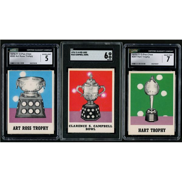 Lot of 3 x 1970-71 OPC Graded Trophy Cards