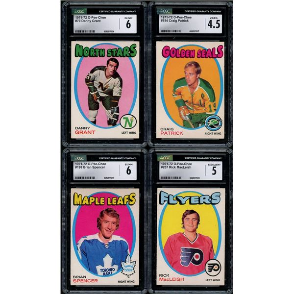 Lot of 4 x CGC-graded 1971-72 OPC Rookie Cards