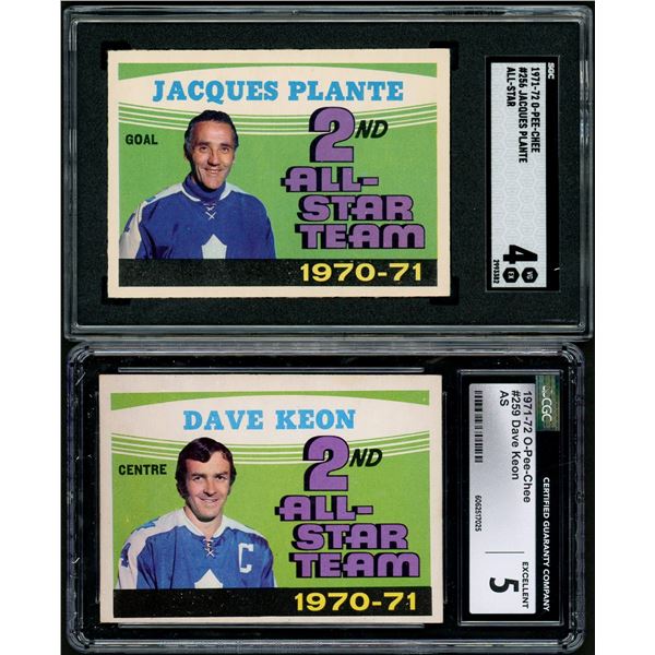 Lot of 2 x Graded 1971-72 OPC All-Star Cards (HOFers)