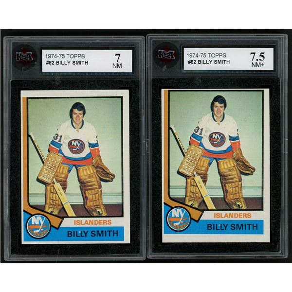 Lot of 2 x KSA-Graded 1974-75 Topps #82 Billy Smith Cards