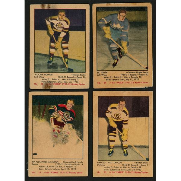 Lot of 4 x 1951-52 Parkhurst Hockey Cards (Auth-PR)