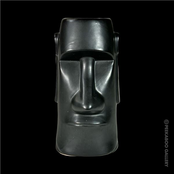 "THE TIKIS" THEME PARK BLACK MOAI TIKI MUG.