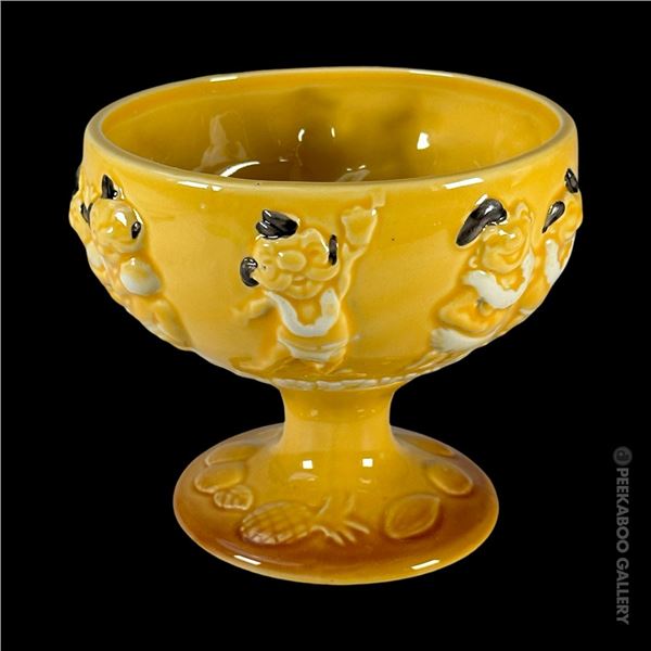 YELLOW TRADER VIC'S DANCING MENEHUNE TIKI BOWL.