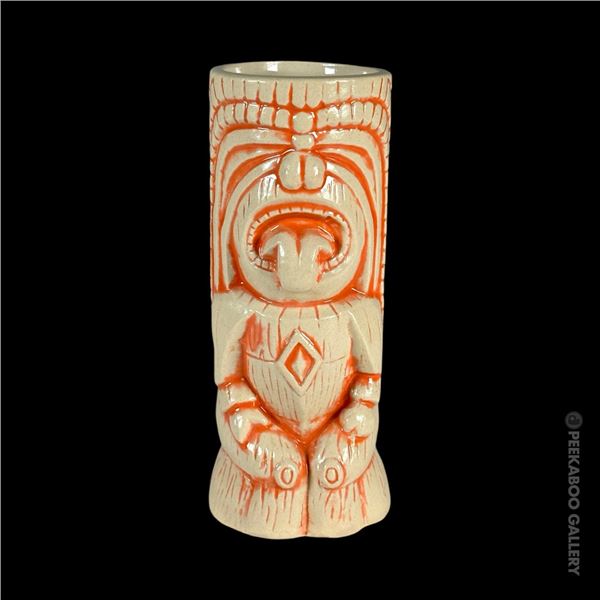 KON TIKI, TUCSON MILAN GUANKO HEAD MUG WHITE & RED EDITION.