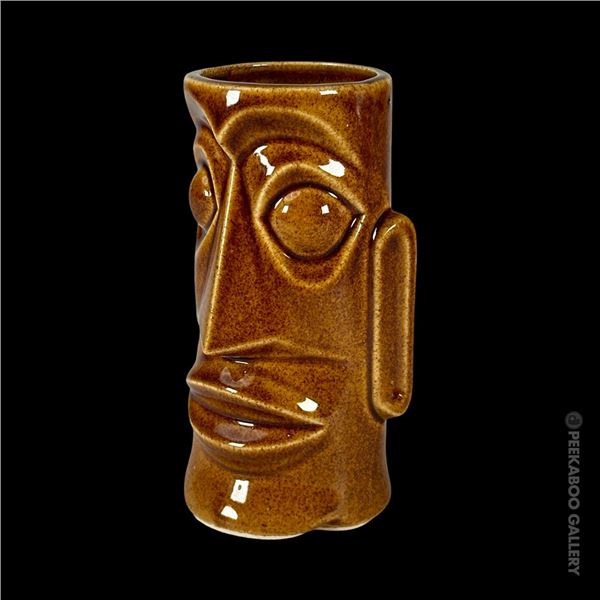 OTAGIRI STYLIZED "MARK THOMAS HOMAGE?" BROWN MOAI TIKI MUG.