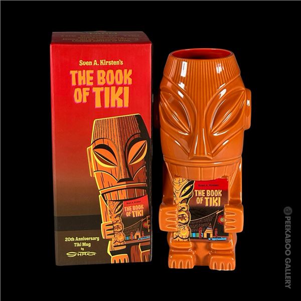 20TH ANNIVERSARY BOOK OF TIKI MUG BY SHAG IN ORIGINAL BOX.