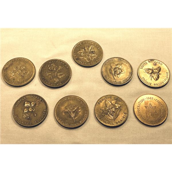 1867 - 1967 Canadian Confederation Brass Commemorative Coin Set