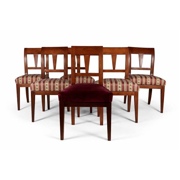 Set of Six Biedermeier-Style Oak Dining Chairs